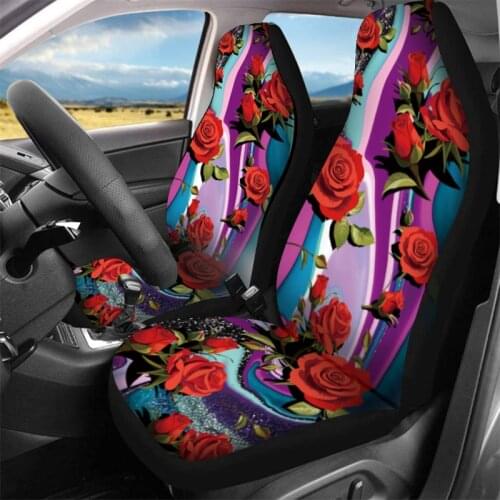 AIMAAO Car Seat Cover 3D Flower Pattern Printing Front Seat Protection Cushion Seat Auto Parts Cushion Most Cars Complete Set