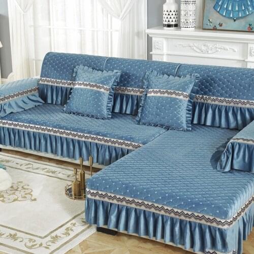 Sofa Couch Cover for Living Room Thick Plush Warm Sofa Towel Cushion Modern Corner Seat Covers Universal Slipcover Pad