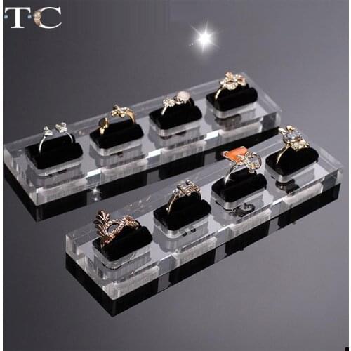 Jewelry Display Props Finger Ring Showcase Fashion 4 Slots Acrylic Finger Ring Display Holder Organizer