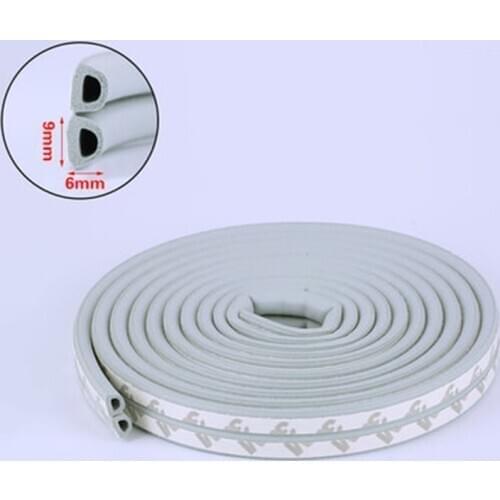 EPDM Rubber Self-adhesive Gasket Strip for Cabinet Closet Sliding Sash Door Window Seals 9 x 7.5mm Gray