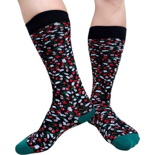 Cotton Mens Floral Long Socks Fashion High Quality Male Winter Autumn Formal Business Hose Wedding Gifts