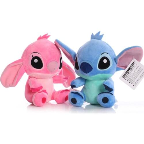 20cm Disney Lilo & Stitch Couple Models Cartoon Stuffed Plush Dolls Anime Plush Toys Pendant Toys Girl Kids Christmas Gift
