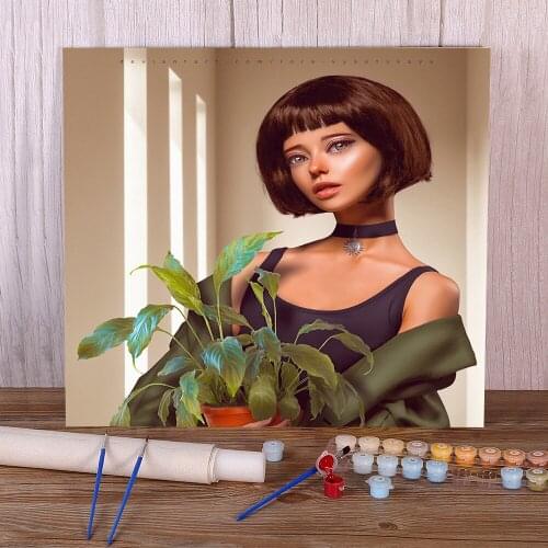 Woman Girl Coloring By Numbers Painting Package Oil Paints 50*70 Oil Painting Decorative Paintings Kids Handicraft Drawing