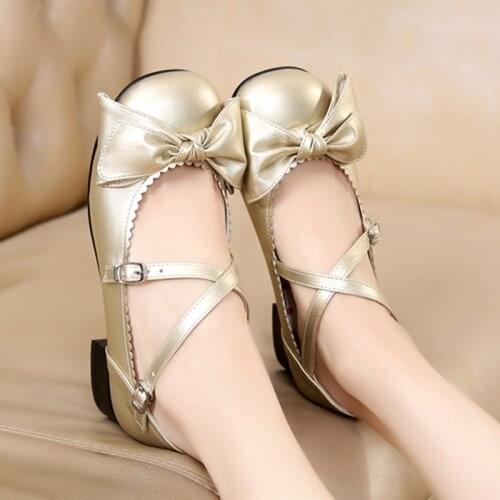 Lolita Classic Shoes Big Bow Low Heel 2cm Cross Buckle Student Simple Tea Party Goth Female Summer Loli Lady Cosplay Anime Shoe