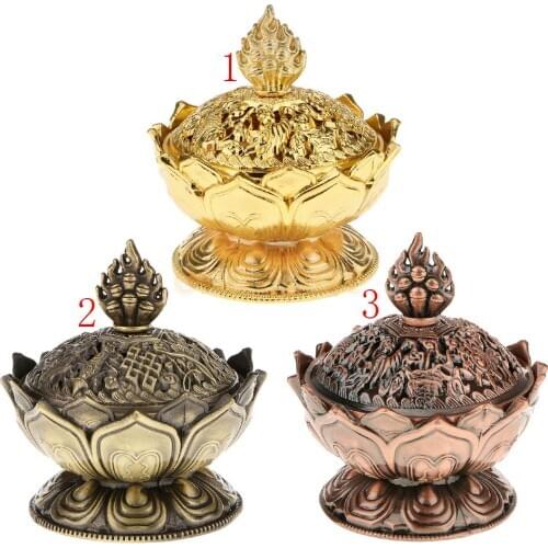 Lotus Incense Smoke Cone Aroma Burner Holder Stove Backflow Censer