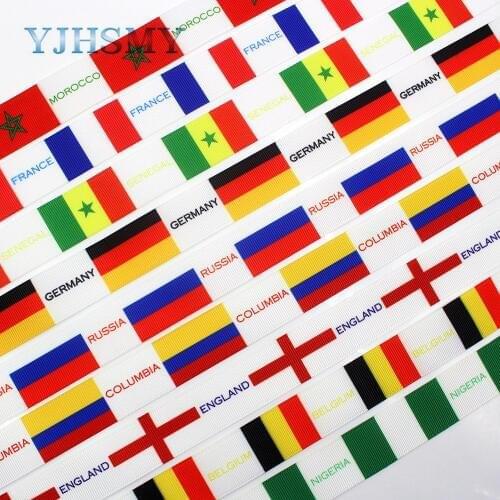 YJHSMY D-18111-83,25 mm 5 yards National flag series Thermal transfer Printed grosgrain Ribbons, DIY handmade materials