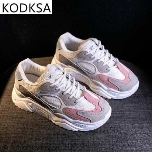 Sneakers Women Thick Bottom Daddy Shoe Thick Bottom Round Toe Breathing Leisure Female Vulcanize Shoes Sneakers Platform Shoes