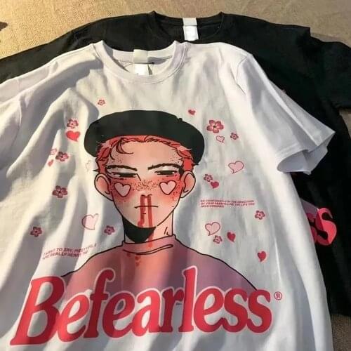 Summer cotton white short-sleeved Harajuku T-shirt Women anime boy printing Graphic T Shirt Women Tops Funny Girl Tshirt Y2K