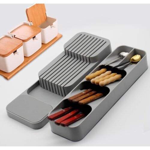 Cutlery Storage Tray Knife Holder PP Spoon Fork Storage Box Tableware Organizer Container Knife Block Holder Kitchen Organizer