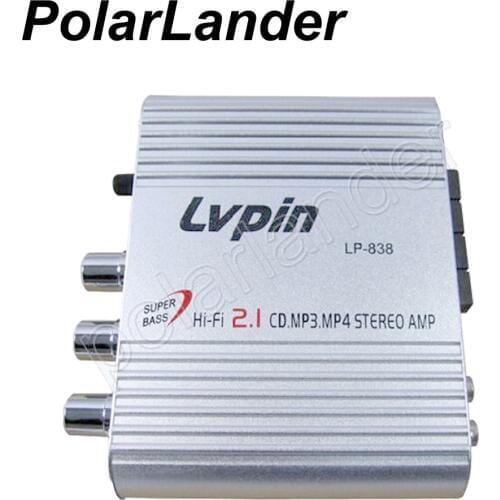 LP838 2.1 car auto 20WX3 subwoofer 12V Power Amplifier white super bass Hi-Fi 2.1 CD MP3 MP4 Stereo computer amplifier