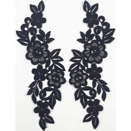 Arts Crafts patches fabric collar Trim Neckline Applique for dress/wedding/shirt/DIY/craft/Sewing flower lace vine leaf Wh