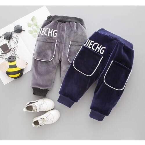 New Baby Boys Girls Warm Clothes Autumn Winter Children Thicken Cotton Long Pants Toddler Casual Velvet Costume Kids Trousers