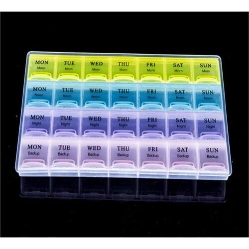 New 28 Squares Weekly 7 Days Tablet Pill Box Holder Medicine Storage Organizer Container Case