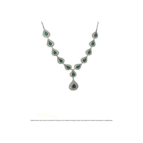 Stem Emerald Gemstone Filigree Silver Necklace
