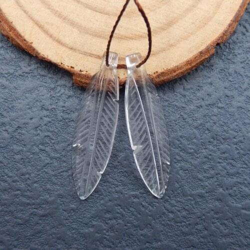 Charms Women Jewelry Gift Gem Customized,White Quartz Gemstone Earrings Beads 35x10x3mm3.6g