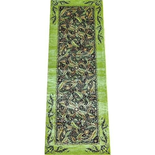 Seeykeep™ 2x6ft Rectangle Silk Handknotted Green Peacock Plume Renowed As Cordon Design Runner Rug-NY3016242