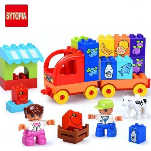 Sytopia Fruit Truck Basics Children Building Blocks Big Size Educational Toys For Baby Kid Gift Toy Compatible With Duploe