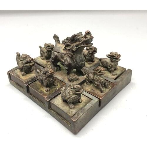 Pure copper Dragon Seal, Jiuzi Zhenlong seal, Son and mother seal, Exquisite Kowloon seal