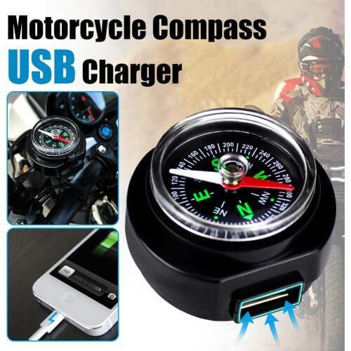 1X Motorcycle Handlebar USB 2.0 Charger with Compass Mobile Phones GPS 12V USB Charger Universal For Boat Marine ATV Accessories