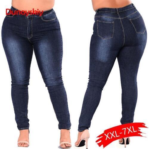 Women 5XL Plus Size Jeans Feminino Casual Push Up Denim Jeans Strech High Waist Skinny Pants Slim Fit Bodycon Trousers