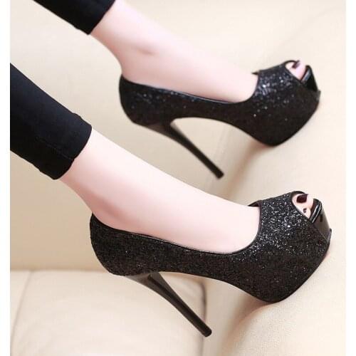 Women Platform Shoes Peep Toe Pumps Womens Wedding Shoes Bling Bridal Stiletto Heels Ladies High Heel Sandals Zapatos De Novia