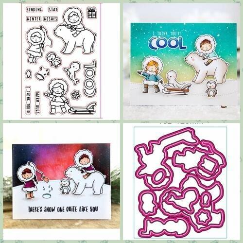 Winter Wishes Metal Cutting Dies and Clear Stamp New Stencils DIY Scrapbooking Paper Cards Handmade Crafts Embossing Decoration