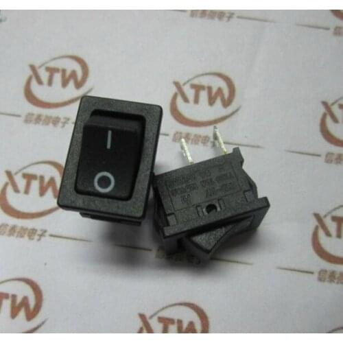 10pcs/lot Rocker switch 15 *21mm black 2-pin AC 250V 6A Black Plastic Connectors