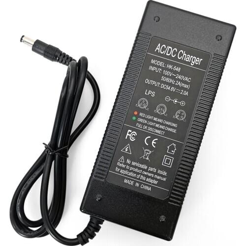 10PCS/LOT Liitokala 48V/54.6V Charger, for 48V 18650 battery pack, 2A/2000mA charging current, INPUT:100-240V DC 5.5*2.1 Plug