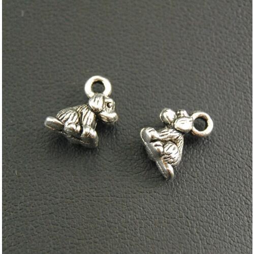 10pcs Silver Color 3D Tiny Dog Charm Handmade Charms Pendants Jewelry Findings A1105