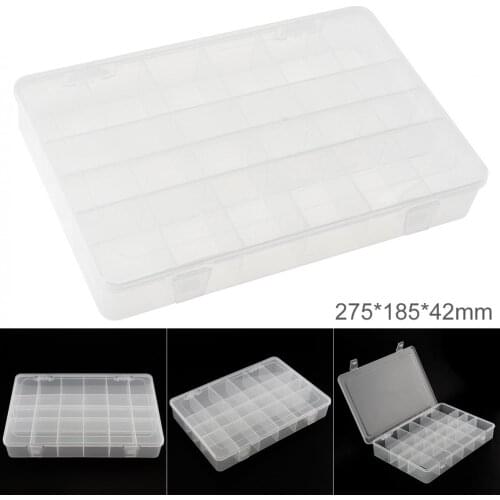 11 Inch 24 Grid Transparent White PP Plastic Portable Multifunctional Parts Storage Tool Box with 275mm Length and 185mm Width