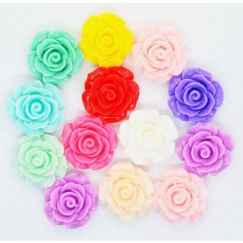 Resin flower camellia 15mm 50pcs/lot mix color flat back cabochon crafts free shipping