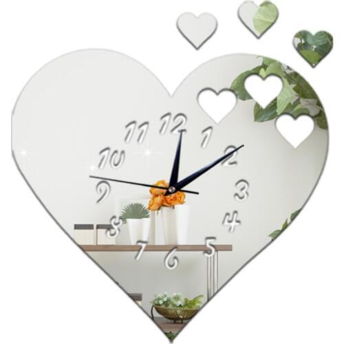 3 d stereo environmental protection mute children bedroom fashion clock wall clock love mirror clock quartz clock