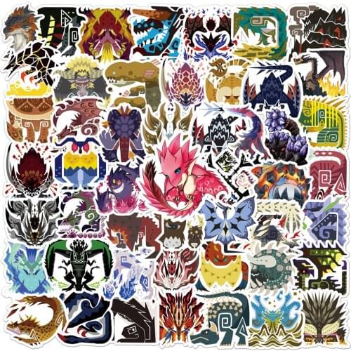 50Pcs Anime Monster Hunter Stickers Toys for Animal Cute Decals to Laptop Phone Suitcase Guitar Fridge Sticker Pegatinas