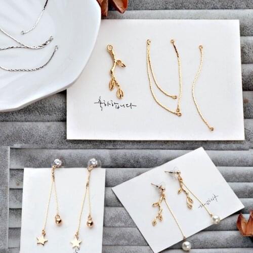 6pcs Korean Copper plating Ear chain Snake Bones Chain Double Head with Hanging Stud earrings For Women Material Accessories