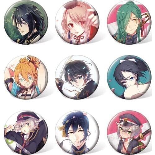 9pcs/set )58MM Anime Game Touken Ranbu Online Colorful Badge Fashion Costume Brooch Accessories
