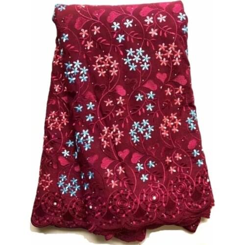 5Yards African Cotton Lace Fabric Embroiderey Swiss Voile Material In Switzerland For Nigerian Dress Cloth Tela Algodon RRC1