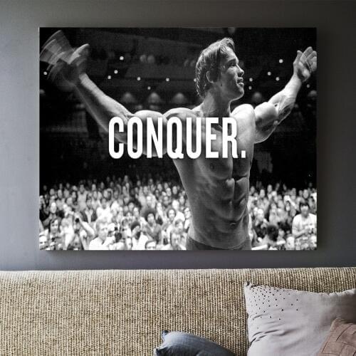 Arnold Schwarzenegger Conquer Canvas Art Print Painting Poster Wall Pictures For Room Home Decoration Wall Decor No Frame