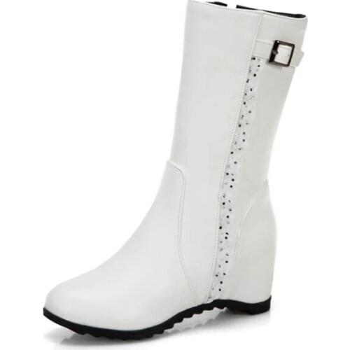 BLXQPYT Botas Mujer 2021 Women Boots Autumn Winter Ladies Fashion Round Toe Internal Increase Comfortable Warm Snow Boots 11-37