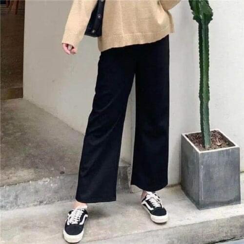 Large Big Plus Size Loose Summer Casual Wide Leg Pants For Women Black Hot Sale Female Cropped Trousers Elastic Soft Lady Pants