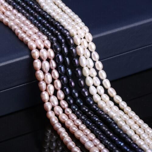 100% Natural pearl Beaded Rice shape Freshwater Pearls Beads for Jewelry Making DIY Bracelet Necklace Accessories Size 5-6mm