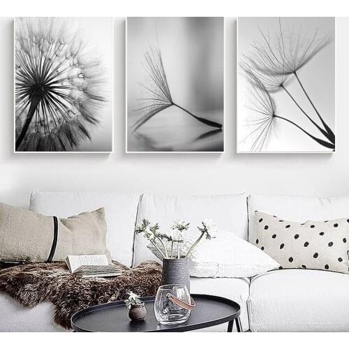 Black And White Dandelion Flowers Art Canvas Print Painting Modern Wall Picture Nordic Living Room Home Decoration Poster