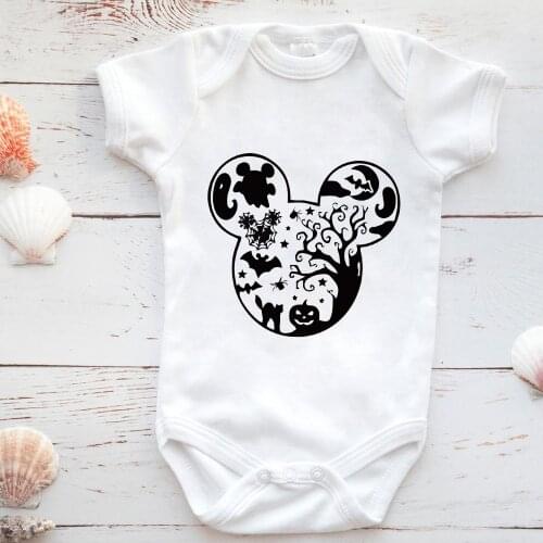 Halloween Mickey Mouse Head Summer Baby Romper White Hip Hop Harajuku Girl Boy Tops Casual Streetwear Newborn Jumpsuit