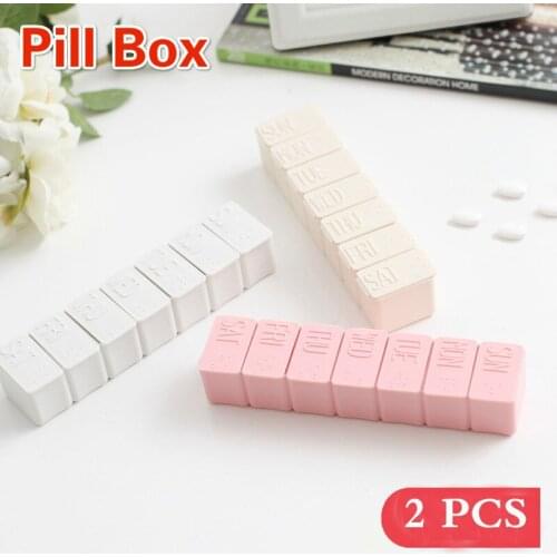 2PCS Travel Pill Box Plastic Pill Case Weekly Medicine Storage Organizer Container Drug Tablet Dispenser Independent Holder