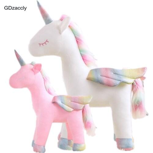 Fantastic Flying Wings Unicorn Plushie Plush Doll Stuffed Animals Unicornio Toy Rainbow Fluffy Hair Unicorn Doll Toys for Girls