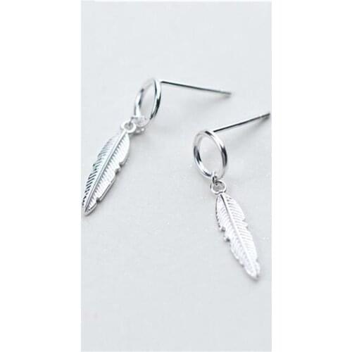 INS Hotsale Fashion Bohemian Leaves Stud Earrings for Women 925 Sterling Silver Feathers Earrings 2021 Trend Mujer Bijoux SE115