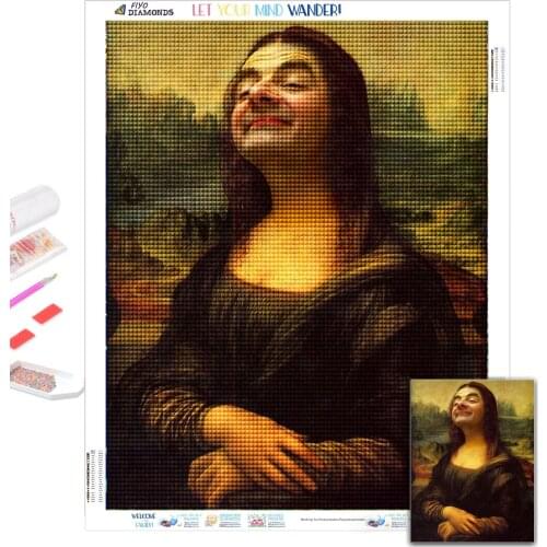Pintura diamante 5D DIY Diamond Painting Funny Mona Lisa Picture Full Diamond Art Mosaic Embroidery Cross Stitch Kit Home Decor