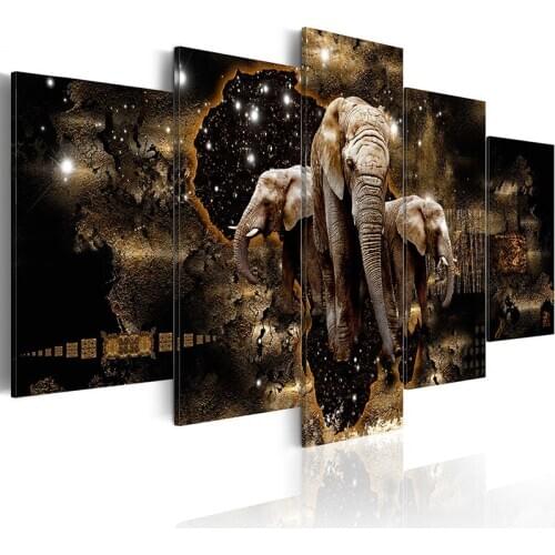 Painting Elephant Diamond Diy Full Round Drill 5D 5 Pcs Home Decor Cross Stitch Wall Art Craft Embroidery Animal Pictures Gifts