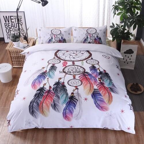 Feather Dream Catcher Bed Set Wedding Comforter Bedding Sets Kids Girl Home Bedspreads Pillowcase Single Double Size Duvet Cover