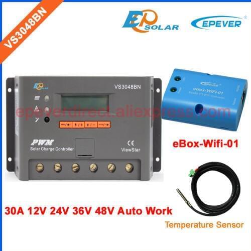 Solar controller VS3048BN 30A 30amps EPEVER PWM New ViewStar series Charger battery 48V regulator Wifi eBOX and temp sensor