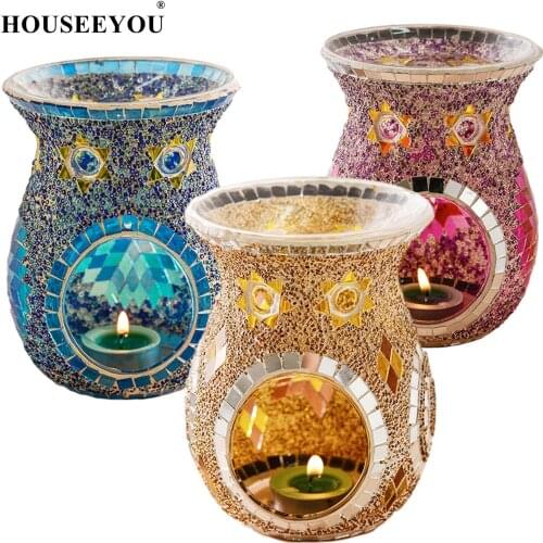 Candle Furnace Aromatherapy Lamp Essential Oil Household Incense Burner Vintage Light Holder Home Table Decor